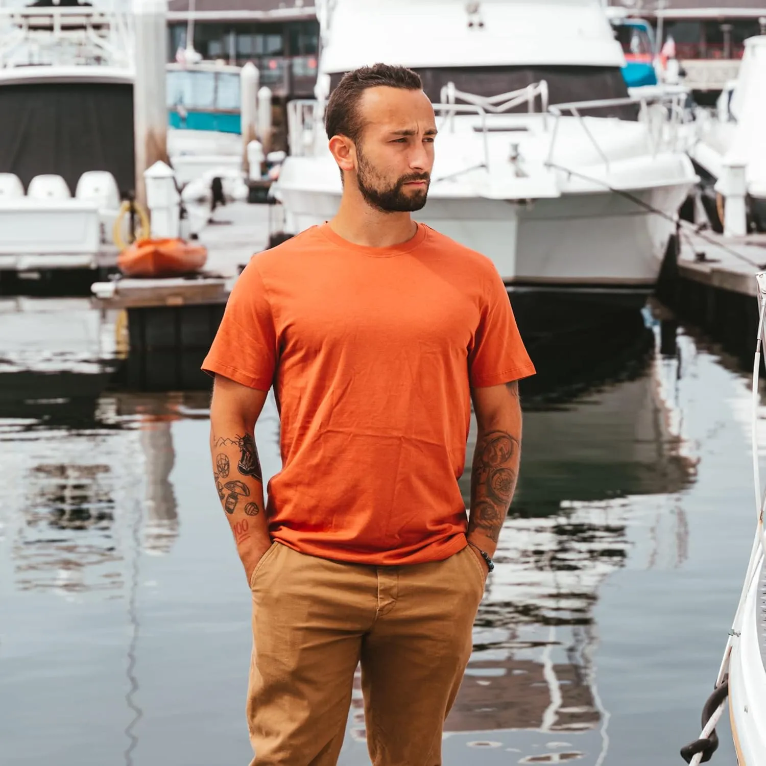 Men's 100% Organic Cotton T-Shirt - Fair Trade Certified Shirts for Men - Men's Cotton Tees - Plain Color T-Shirt (6 Pack)
