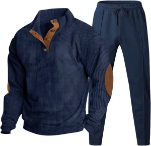Mens 2 Piece Corduroy Outfits Casual Long Sleeve Shirt Pant Sets 2024 Fall Winter Stylish Tracksuits Trendy Sweatsuit
