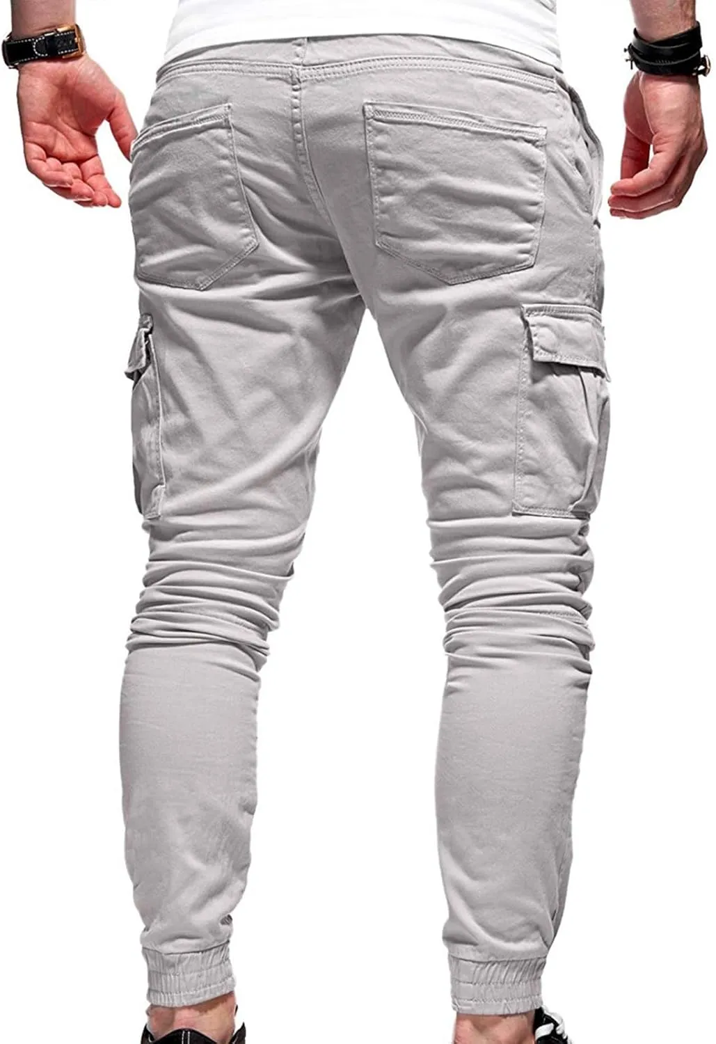 Mens Cargo Jogger Pants Slim Fit Stretch Joggers Sweatpants Casual Drawstring Hiking Pants with Multi-Pockets