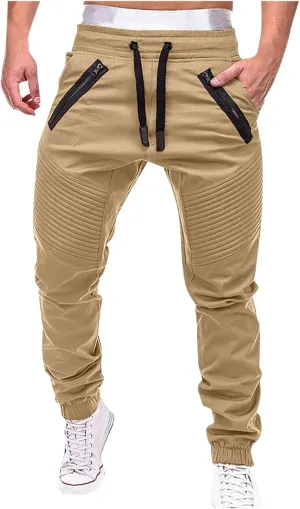 Mens Casual Joggers Pants Cotton Drawstring Chino Cargo Pants for Hiking & Outdoor Activities