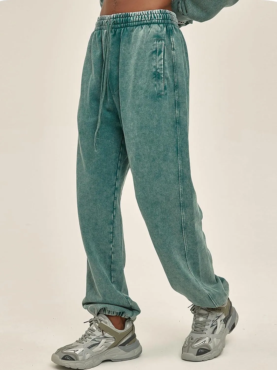 Mens Casual Sweatpants Vintage Batik Baggy Pants Trendy Wash Workout Athletic Jogger Lounge Streetwear