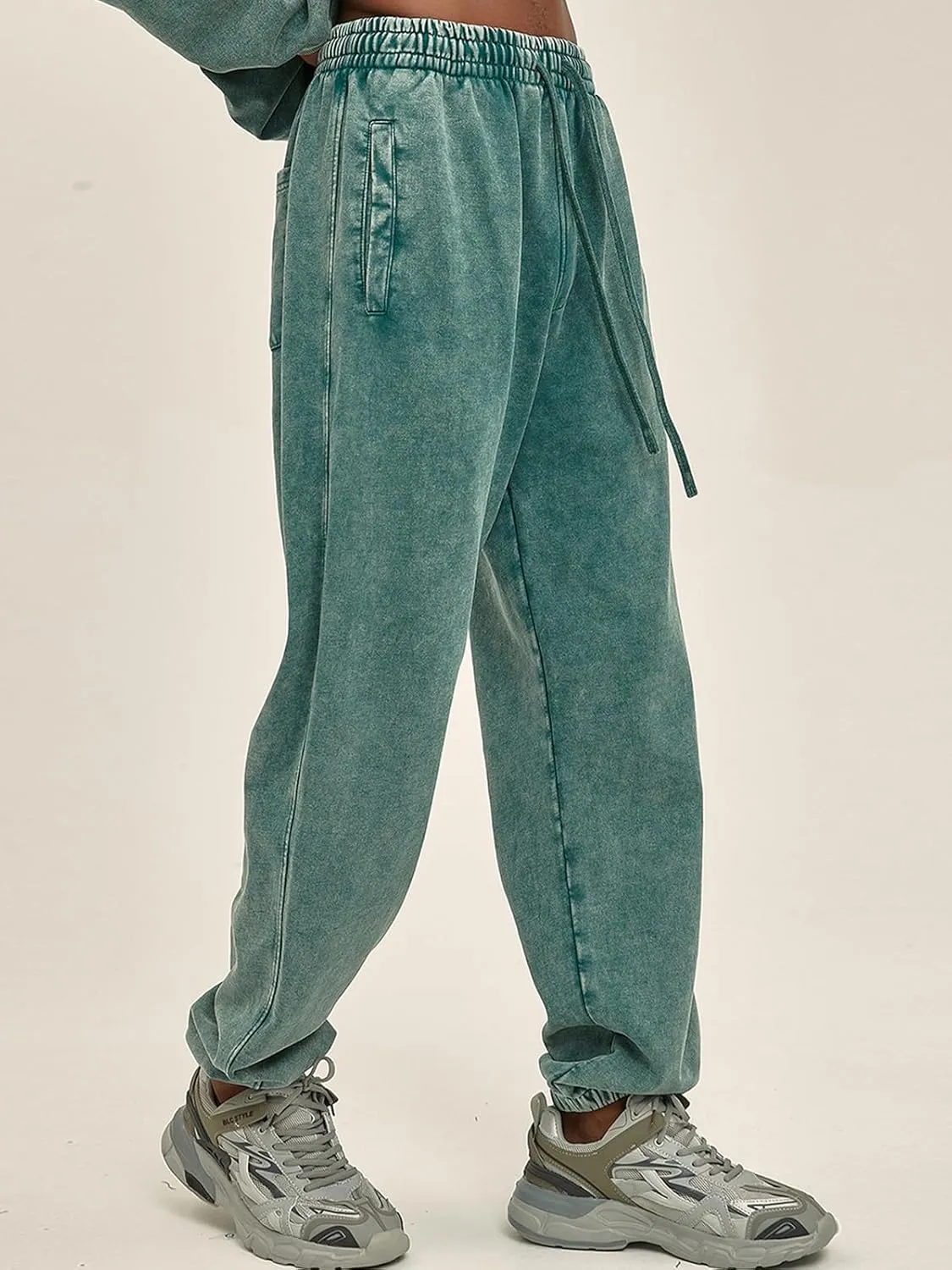 Mens Casual Sweatpants Vintage Batik Baggy Pants Trendy Wash Workout Athletic Jogger Lounge Streetwear