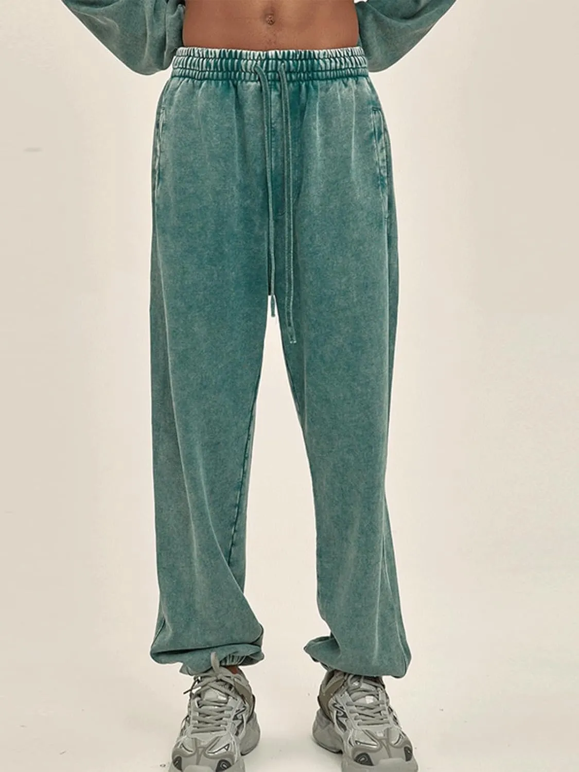 Mens Casual Sweatpants Vintage Batik Baggy Pants Trendy Wash Workout Athletic Jogger Lounge Streetwear