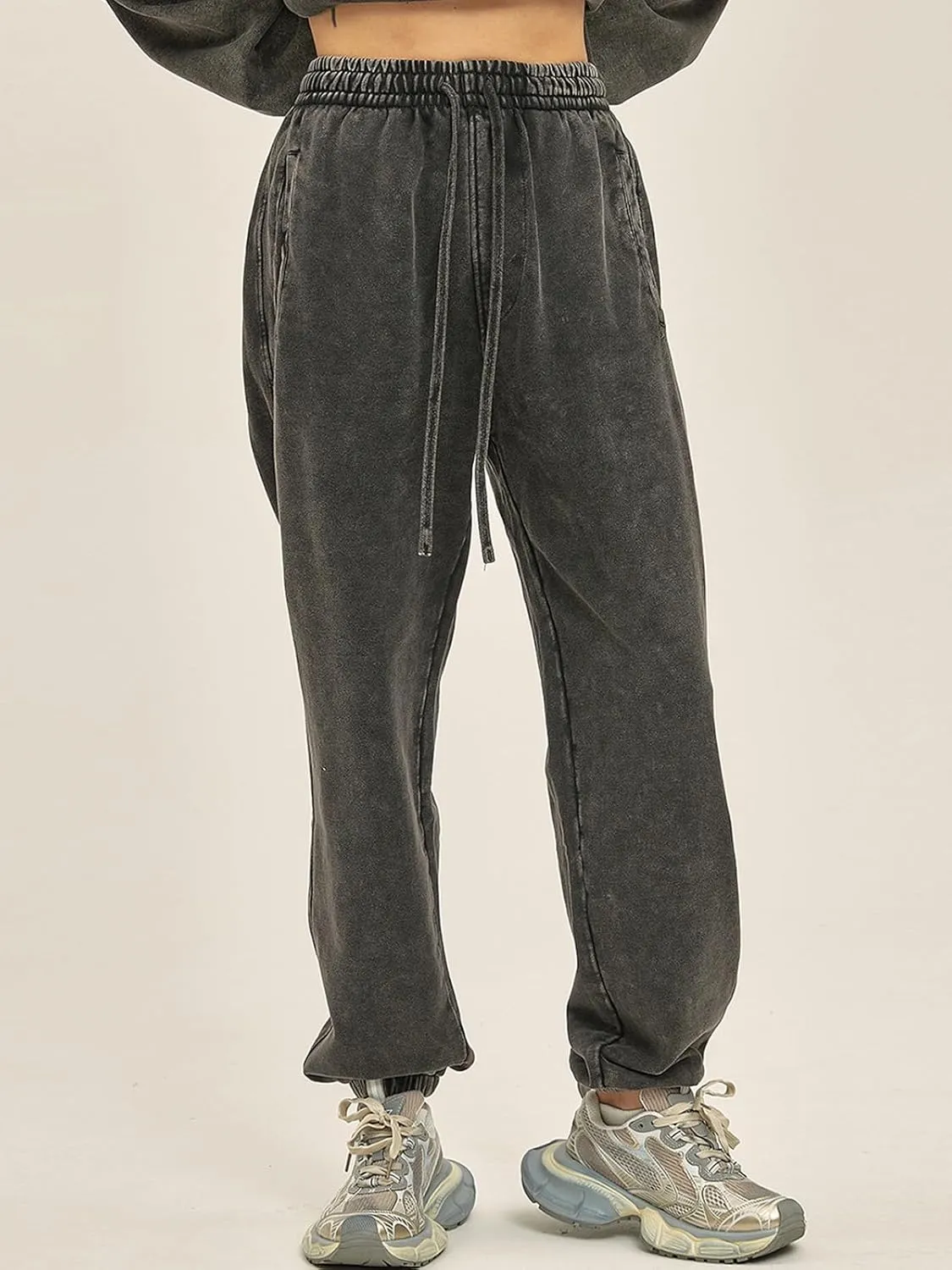 Mens Casual Sweatpants Vintage Batik Baggy Pants Trendy Wash Workout Athletic Jogger Lounge Streetwear