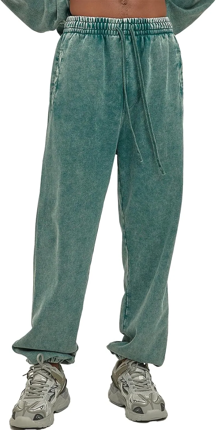 Mens Casual Sweatpants Vintage Batik Baggy Pants Trendy Wash Workout Athletic Jogger Lounge Streetwear