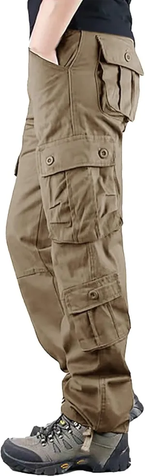 Men's Cotton Casual Pant Mens Casual Waist Color Sports Hat Multi Woven Pocket Foot Rope Solid Pants Outdoor Apparel