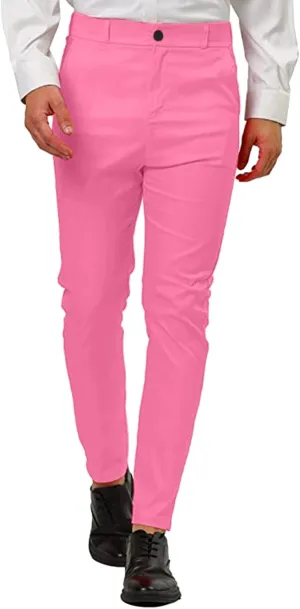 Mens Dress Pants Plus Size Slim Fit Skinny Trousers Classic Flat Front Business Casual Wedding Suit Pants with Pocket