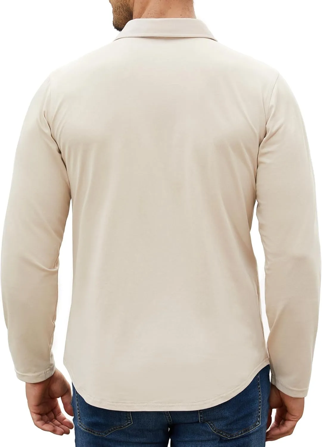 Men's Dress Shirt Slim Fit Button Down Shirt Long Sleeve No Cuff-Links Four Way Stretch Muscle Shirts for Men