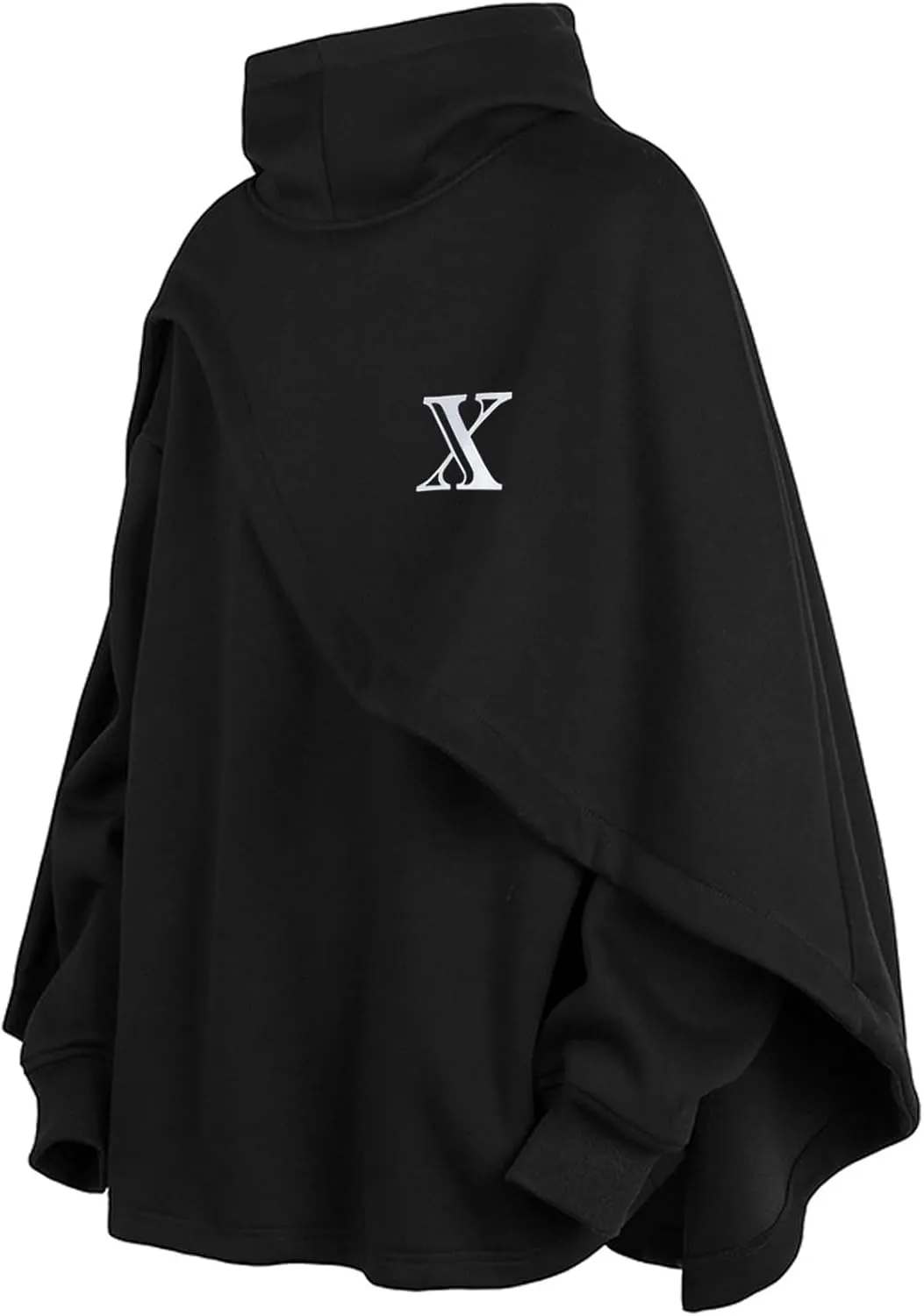 Men's Fashion Hoodie Poncho Cape Cloak Techwear Sweatshirts Unisex Lightweight Patchwork Casual Pullover