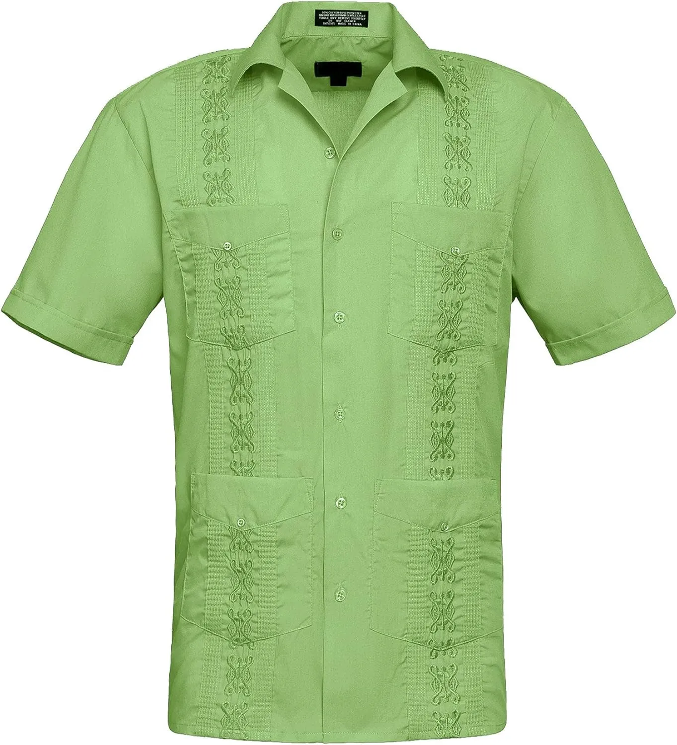 Men's Guayabera Premium Lightweight Embroidered Pleated Cuban Shirt