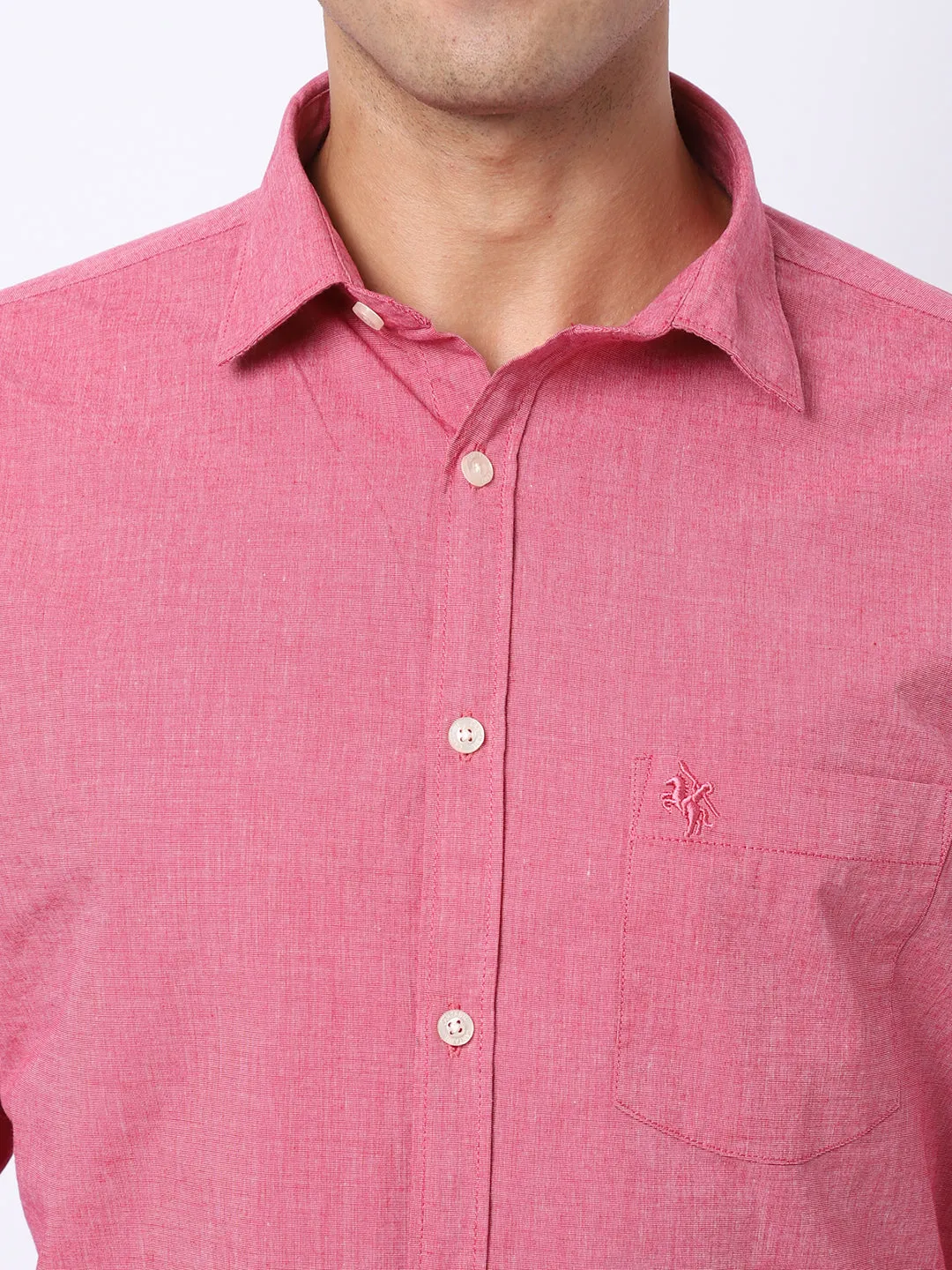 Men's Red Casual Fil a Fil Plain Full Sleeve Shirt