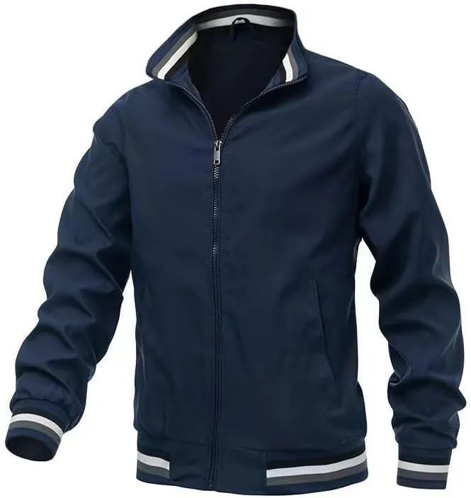 Men's Solid Color Cardigan Jacket Thin Athletic Casual Coats Lightweight Casual Softshell Windproof Windbreakers
