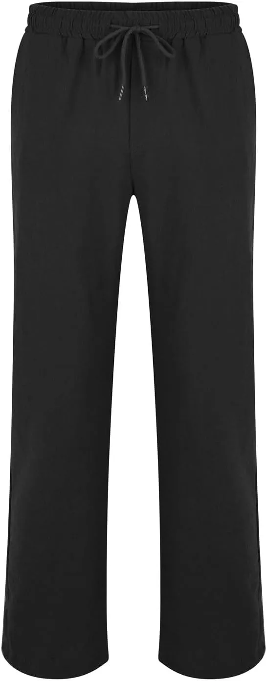 Mens Summer Cropped Pants Casual Elastic Waist Slim Fit Ankle Length Trousers with Pockets Stretch Drawstring Sweatpants