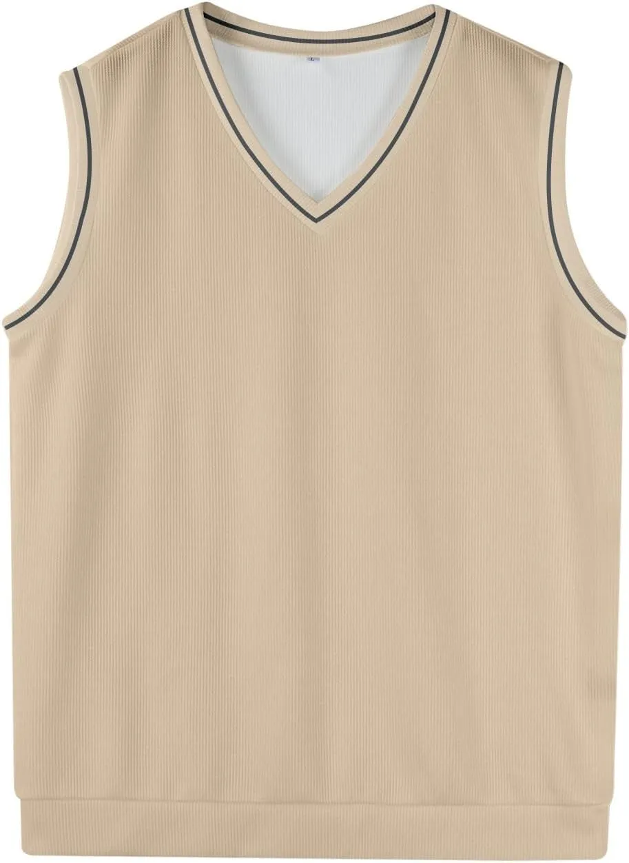 Mens Sweater Vest v Neck Sleeveless Casual fit Knitted Pullover Sweater Lightweight Business Work Waistcoat Tops
