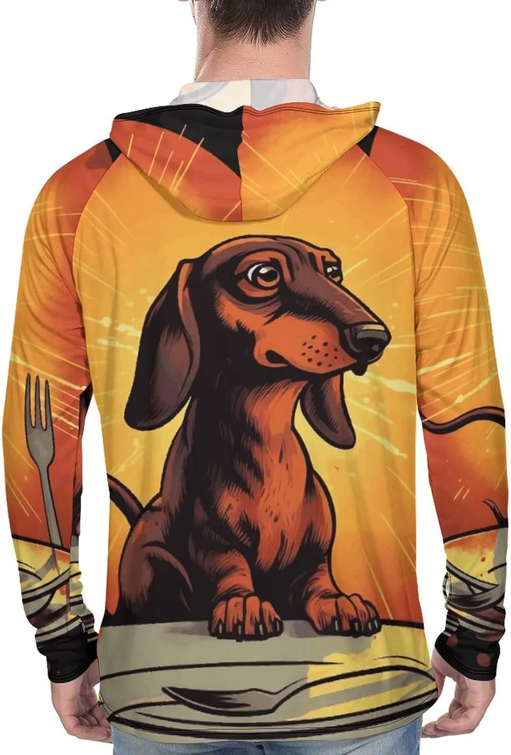 Men's UPF 50  Sun Protection Hoodie Outdoor UV Shirts Dachshund Long Sleeve Quick Dry Fishing Hiking Shirt