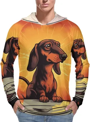 Men's UPF 50  Sun Protection Hoodie Outdoor UV Shirts Dachshund Long Sleeve Quick Dry Fishing Hiking Shirt