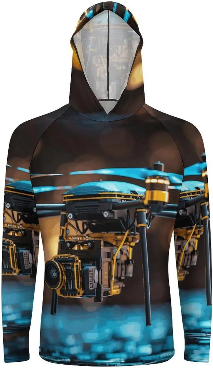 Men's UPF 50  Sun Protection Hoodie Outdoor UV Shirts Drone Long Sleeve Quick Dry Fishing Hiking Shirt