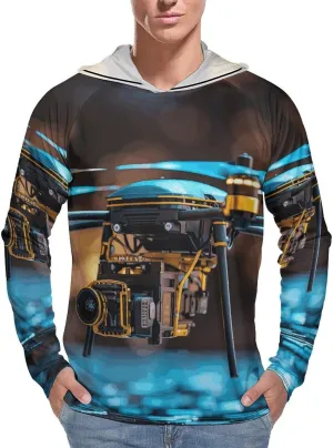 Men's UPF 50  Sun Protection Hoodie Outdoor UV Shirts Drone Long Sleeve Quick Dry Fishing Hiking Shirt