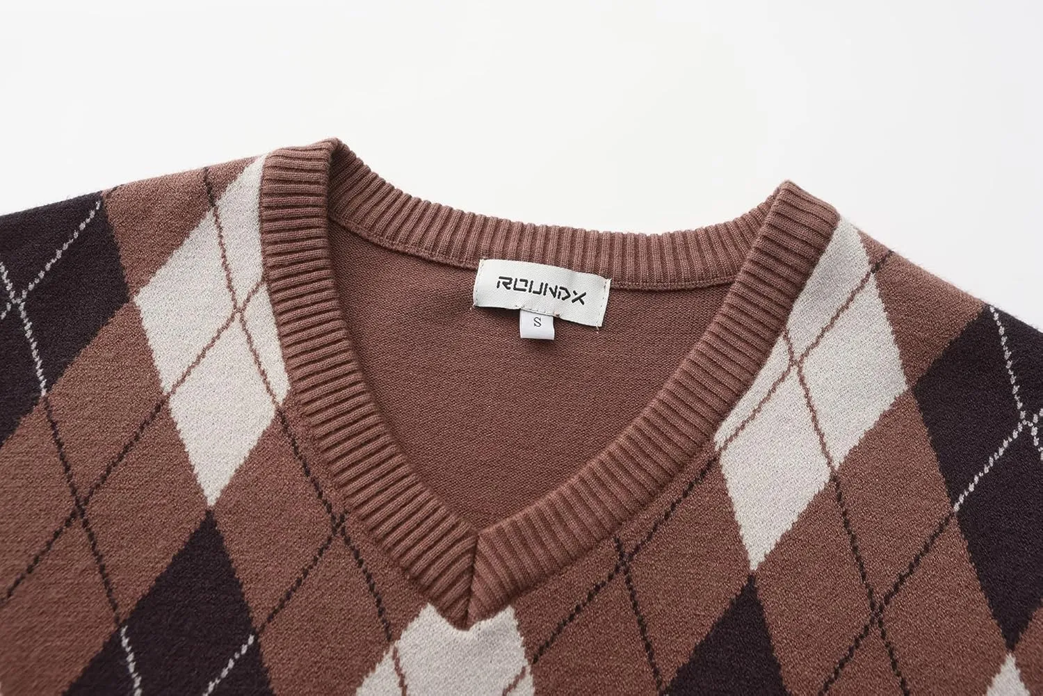 Men's Wool Blend Plaid Sweater V Neck Knitted Long Sleeve Argyle Pullover for Casual Or Dressy Wear