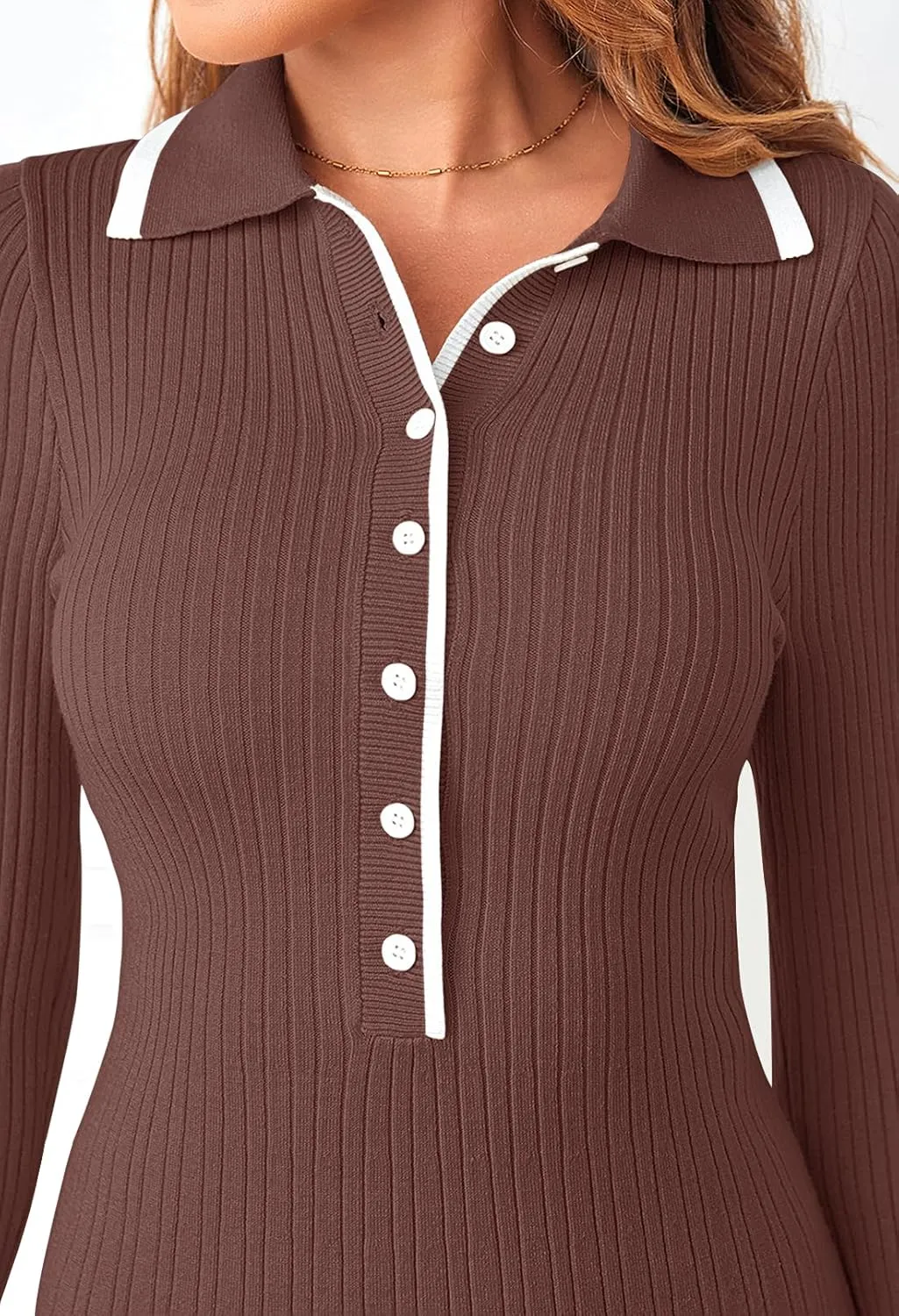 MEROKEETY Women's Long Sleeve V Neck Sweater Dress 2025 Spring Button Knit Pleated Mini Work Dresses