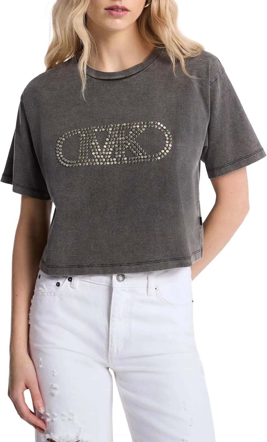 Michael Kors Women's Cropped Empire Stud T-Shirt