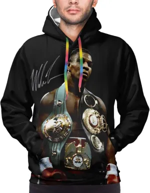 Mike Boxer Tyson World Heavyweight Champion Hoodie Men Sweatshirts Trendy Pullover Hooded Fashion Sweatshirt With Kanga Pockets For Teens Men Youth Large Black
