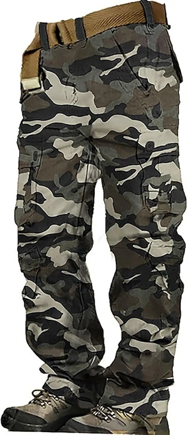 Military Tactical Pants for Men Straight Leg Army Combat Camo Multi Pockets Cargo Pants Camouflage Hunting Work Pants