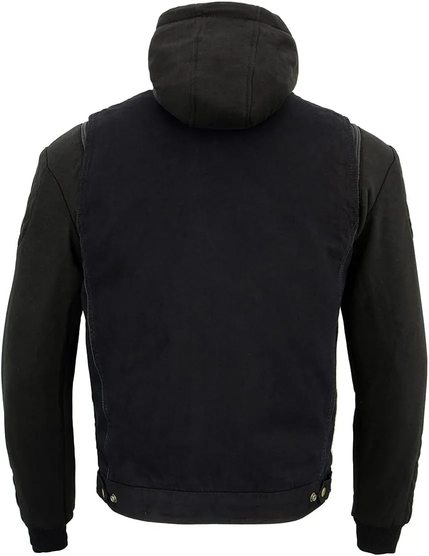 Milwaukee Leather MDM3020 Men's Black Denim '5-in-1' Club Style Vest with Removable Hoodie