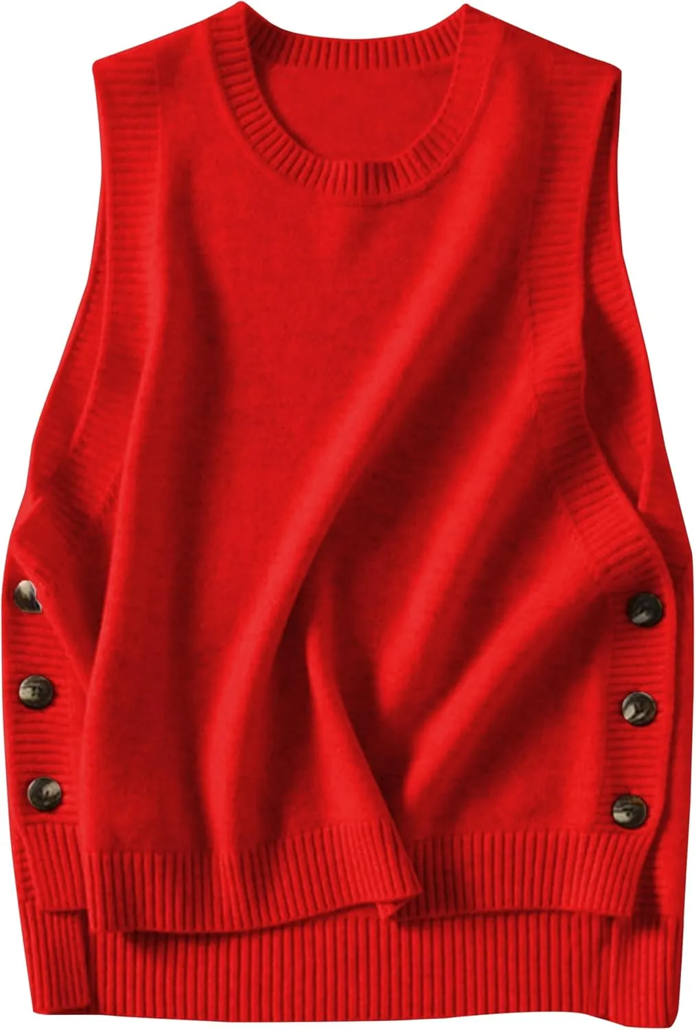 Mingzhu Women's Sleeveless Sweater Vest Round Neck Loose Ribbed Kint Pullover Tops