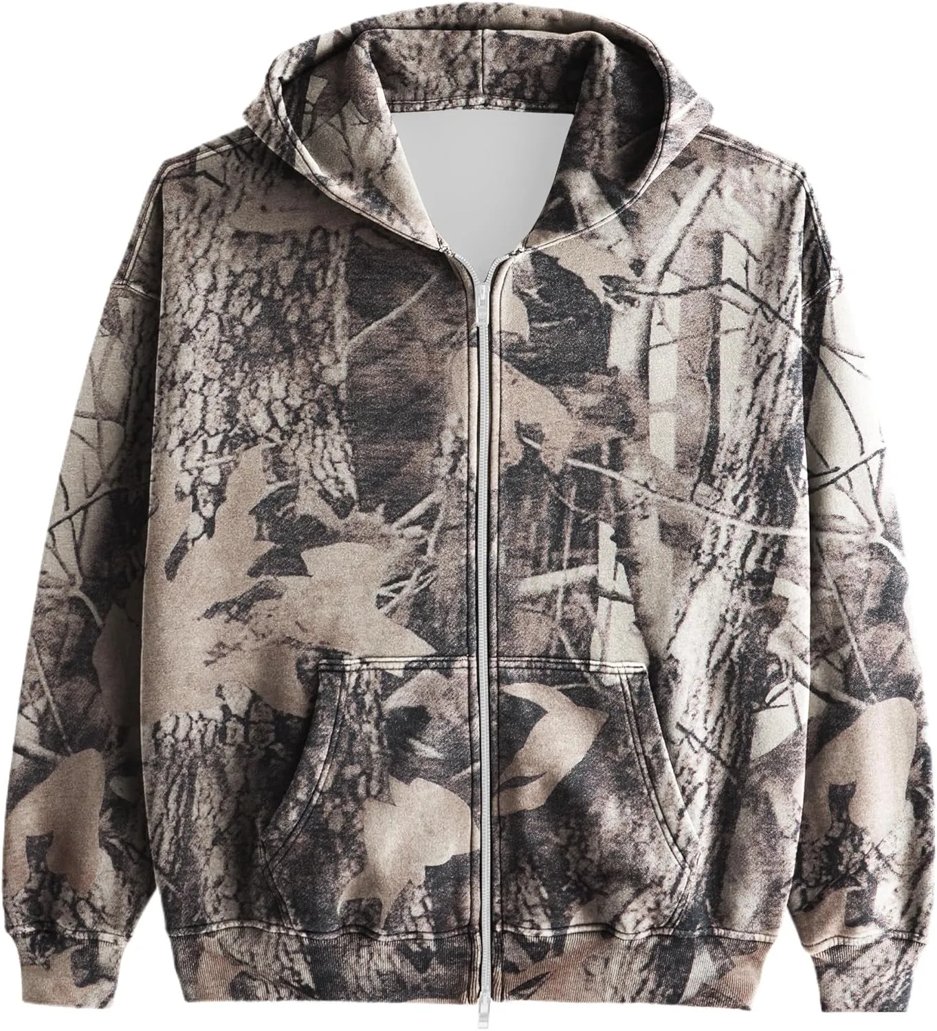 MISSACTIVER Camo Zip Up Hoodie Women Men Maple Leaf Print Fleece Oversized Hooded Sweatshirt Long Sleeve Jackets