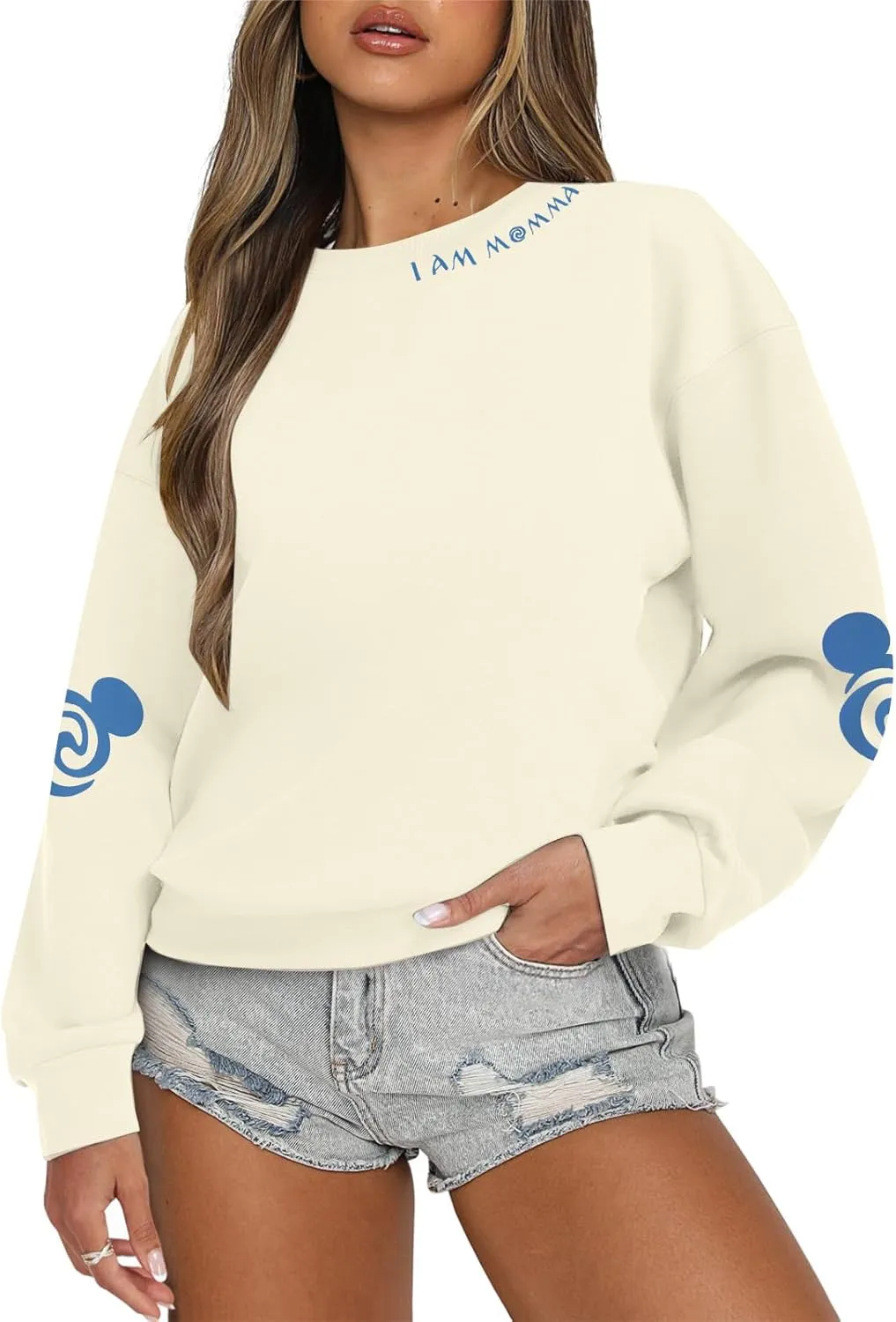MOUSYA Mama Sweatshirts Women Momma Shirts Magic Princess Shirt Trendy Mama Top Mom Life Long Sleeve Pullover Tops