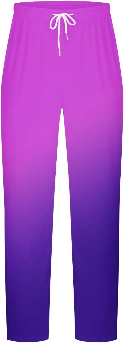Muscularfit Mens Stretch Pants Casual Loose Drawstring Cotton Linen Straight Legs Fashion Gradient Color Stretch Trousers