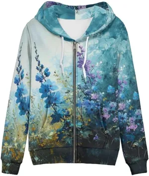 Musical Notes Women's Zip Up Hoodies Cute Pig Casual Comfy Pullover Boho Mandala Dragonfly Long Sleeve Sweatshirt