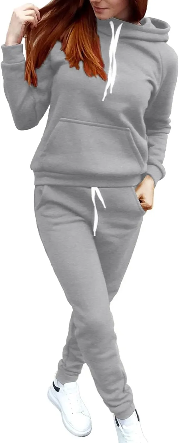 Muyise Women 2 Piece Sweatsuits Long Sleeve Hooded Pullover Jogger Pants Outfits Athletic Casual Loose Lounge Sets Tracksuits
