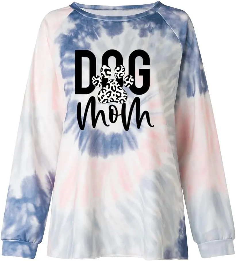 MUZHI Women's Casual Color Block Tie Dye Crewneck Faith Over Fear Long Sleeve Loose Pullover Sweatshirt Tops
