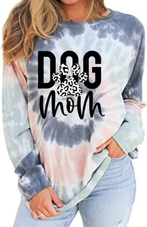 MUZHI Women's Casual Color Block Tie Dye Crewneck Faith Over Fear Long Sleeve Loose Pullover Sweatshirt Tops
