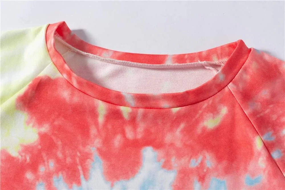 MUZHI Women's Casual Color Block Tie Dye Crewneck Faith Over Fear Long Sleeve Loose Pullover Sweatshirt Tops