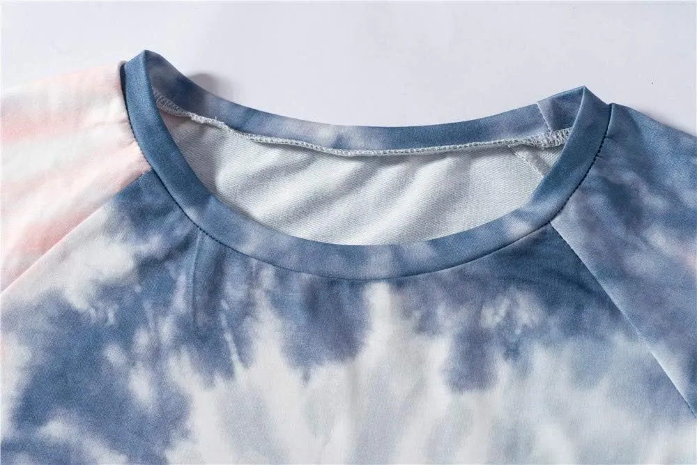 MUZHI Women's Casual Color Block Tie Dye Crewneck Faith Over Fear Long Sleeve Loose Pullover Sweatshirt Tops