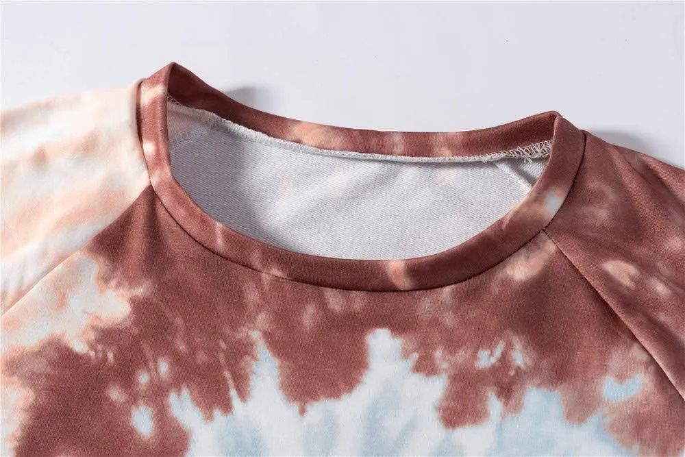 MUZHI Women's Casual Color Block Tie Dye Crewneck Faith Over Fear Long Sleeve Loose Pullover Sweatshirt Tops