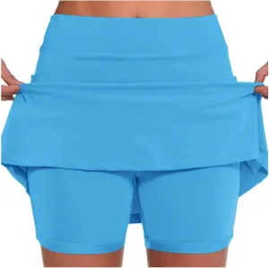 My Recent 2025 Tennis Skorts for Women with Pocket 2024 Summer Elastic High Waisted Athletic Golf Running Skirt,Skirt with Shorts Underneath Athletic Shorts for Women with Pockets,Sky Blue,XXL