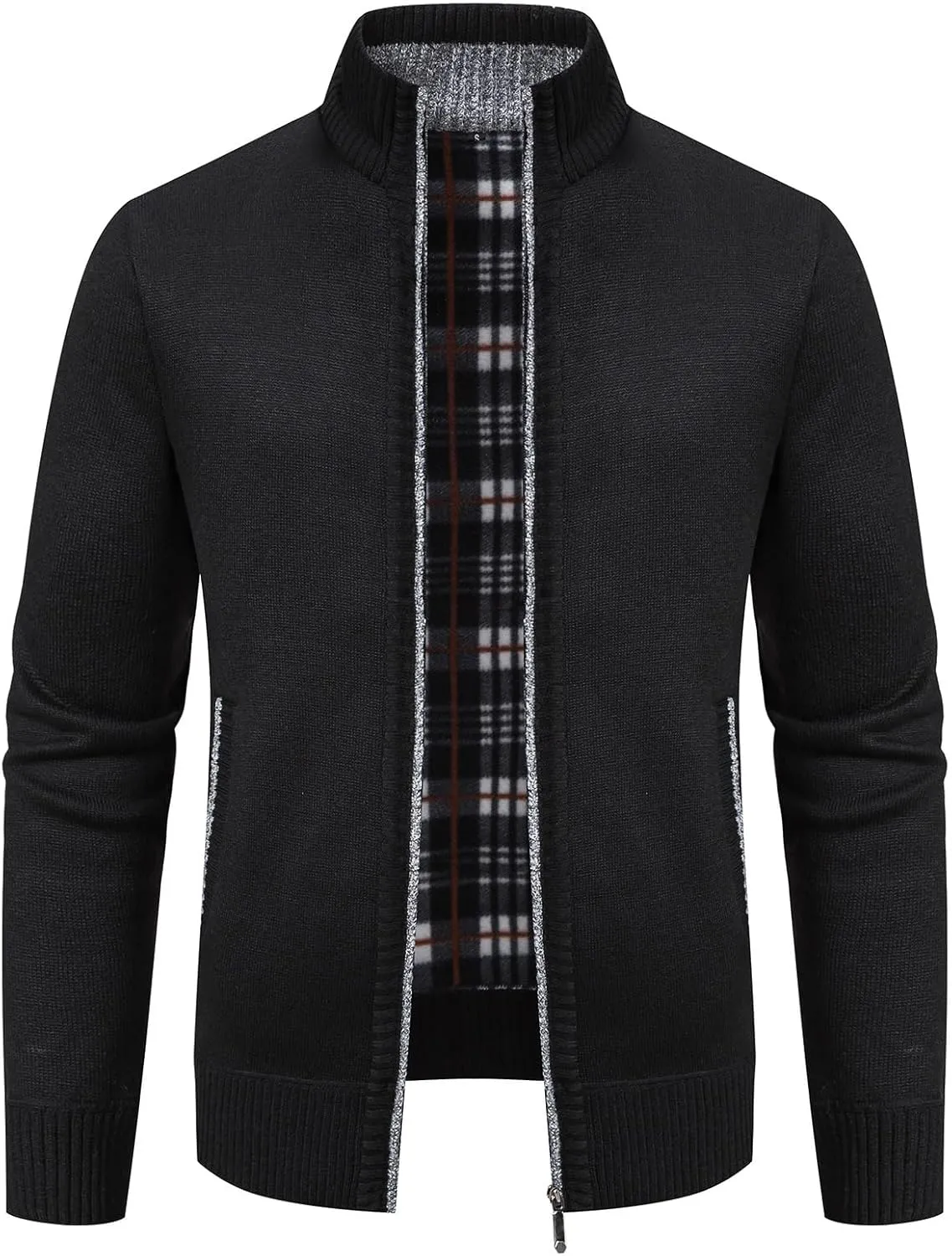 Mylldey Mens Sweater Cardigan Full Zip Knitted Long Sleeve Sweaters Men Workout Outfits