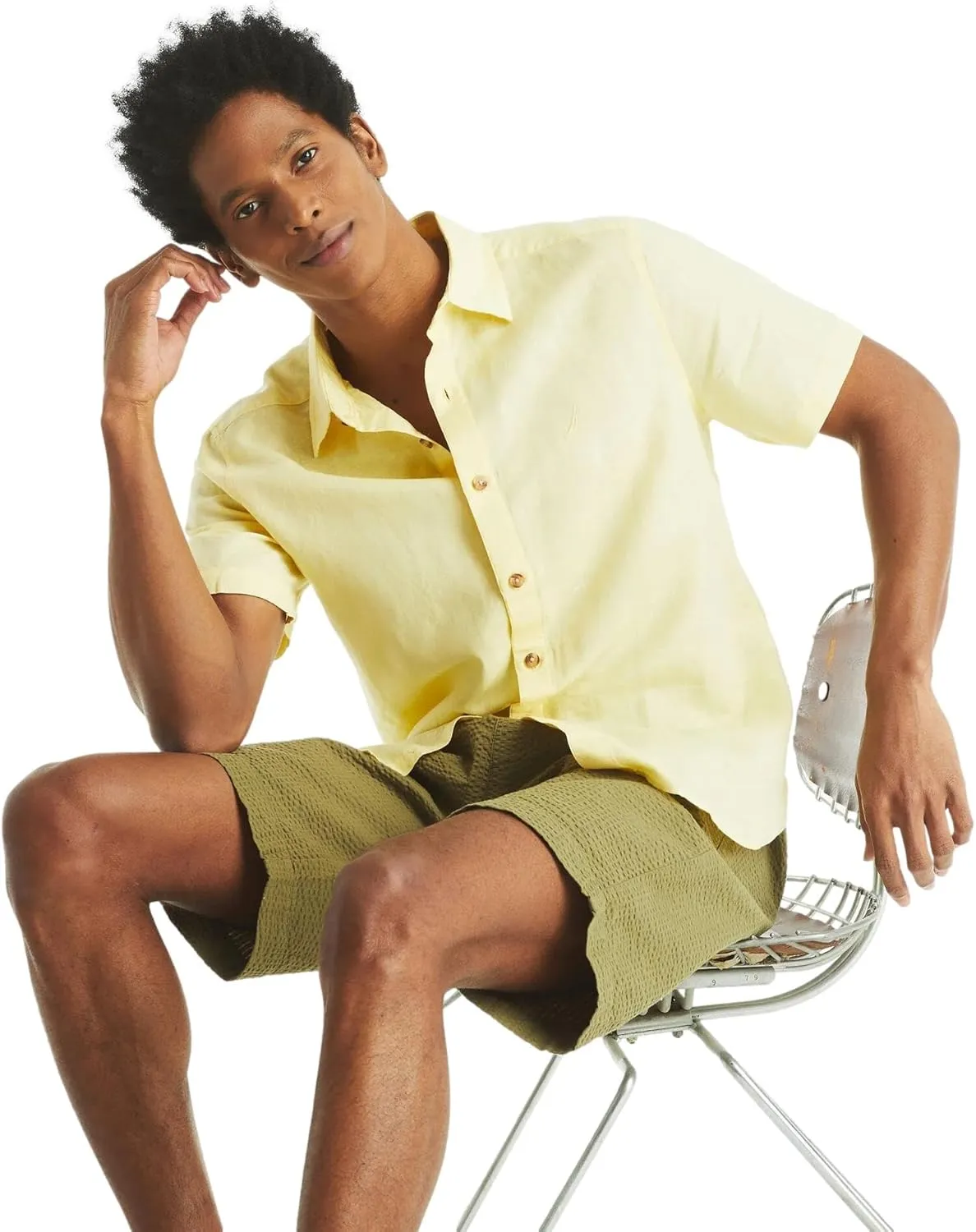 Nautica Men's Sustainably Crafted Linen Short-Sleeve Shirt