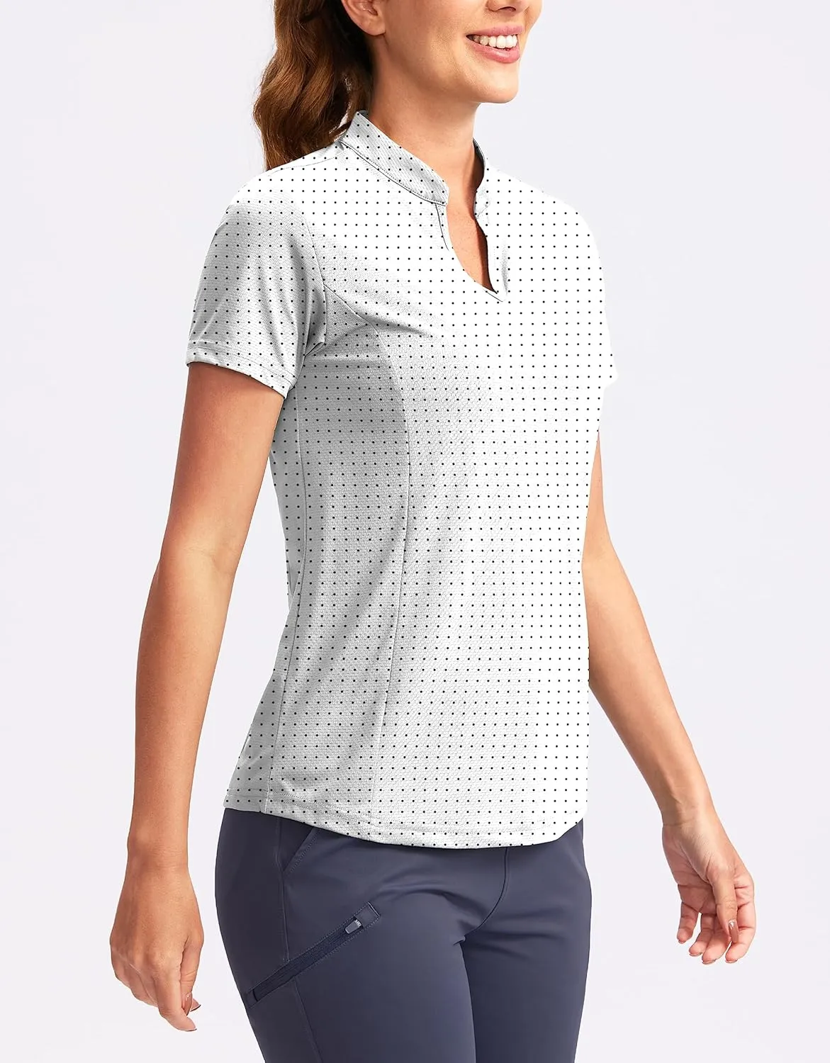Obla Women's Golf Polo Shirt V-Neck Short Sleeve Collarless Quick Dry Tennis Running T Shirt Golf Tops for Women