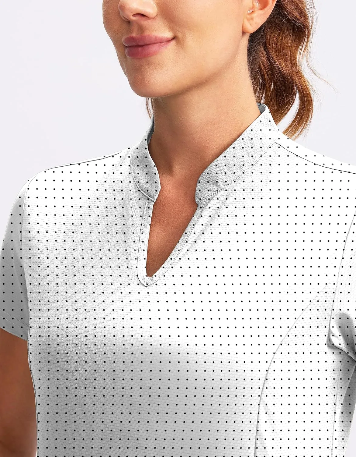 Obla Women's Golf Polo Shirt V-Neck Short Sleeve Collarless Quick Dry Tennis Running T Shirt Golf Tops for Women