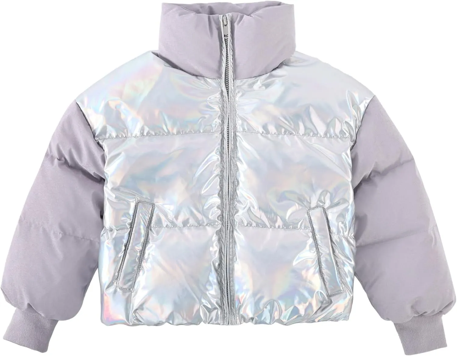Orolay Children's Cropped Puffer Jacket Kid's Two-Color Contrast Winter Down Coat with Stand Collar