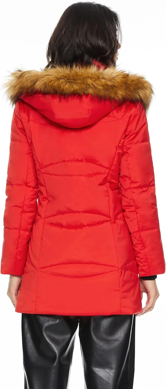 Orolay Womens Insulated Jacket with Removable Hood Faux Fur Zip up Winter Coat Mid-length