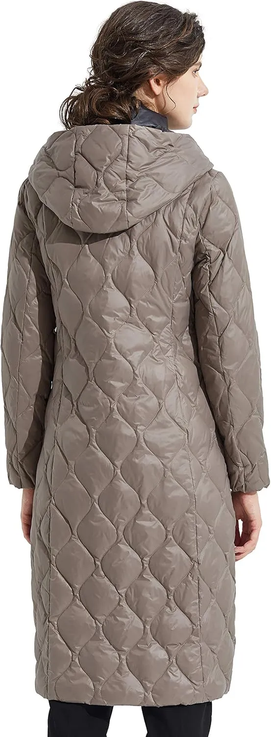 Orolay Women's Long Winter Coat Inner Bib Down Jacket Hooded Puffer Jacket