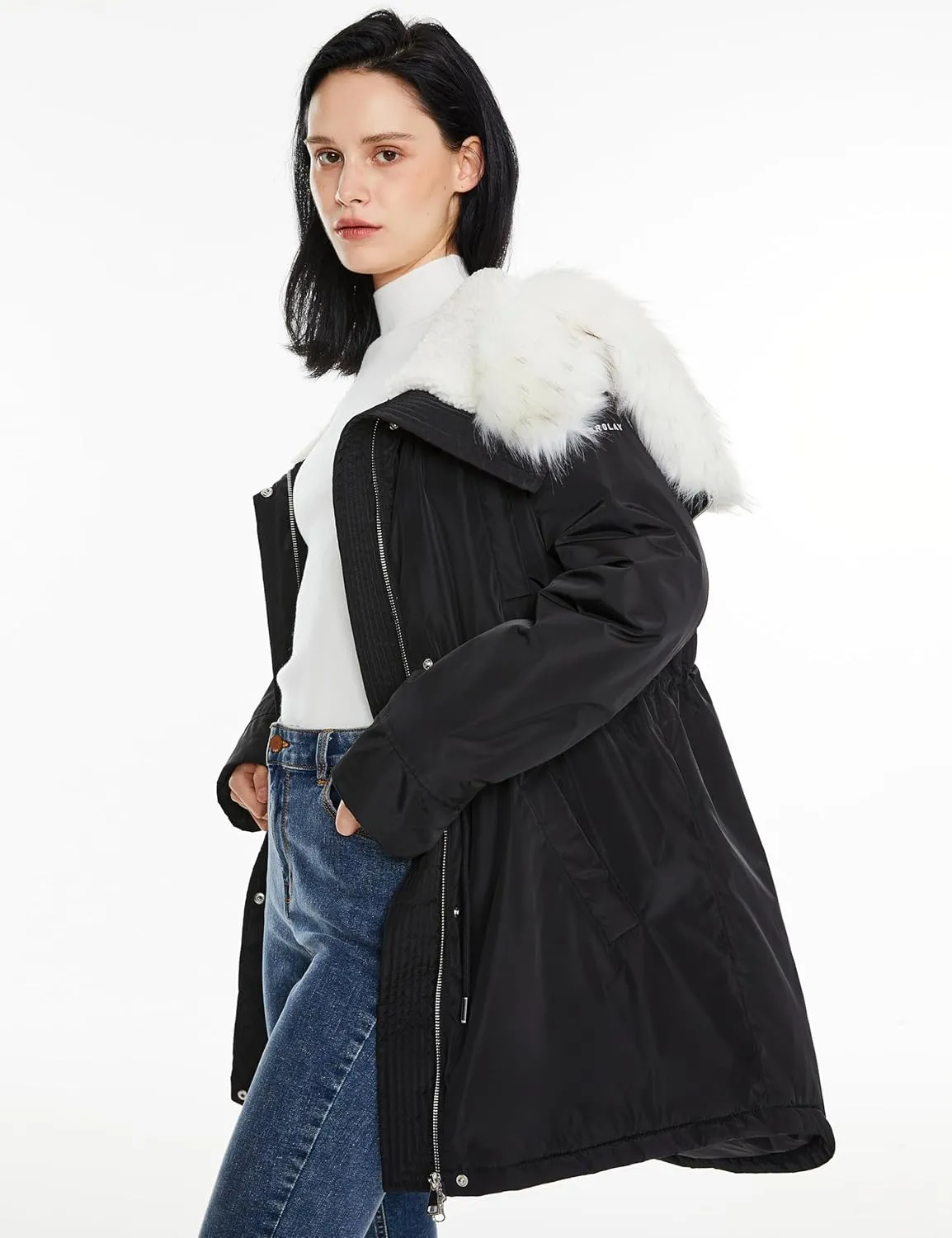 Orolay Women's Long Winter Parka - Fleece Lined Hooded Jacket Warm Coat with Pockets