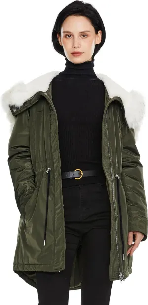 Orolay Women's Long Winter Parka - Fleece Lined Hooded Jacket Warm Coat with Pockets