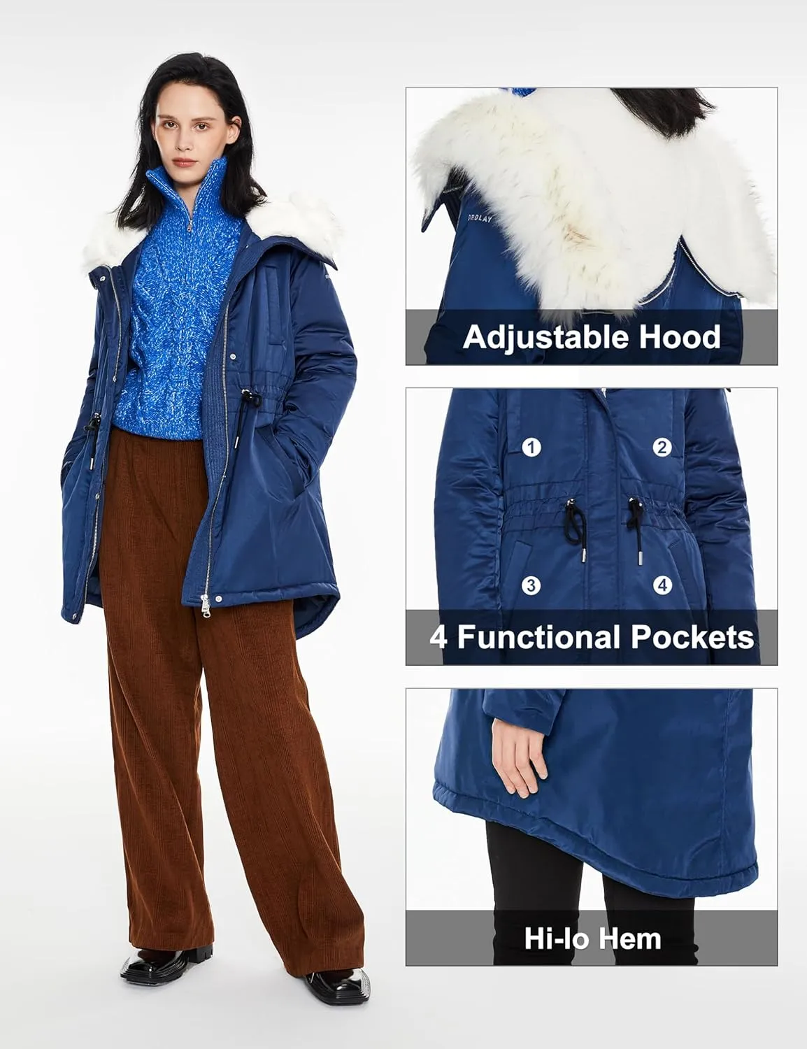 Orolay Women's Long Winter Parka - Fleece Lined Hooded Jacket Warm Coat with Pockets